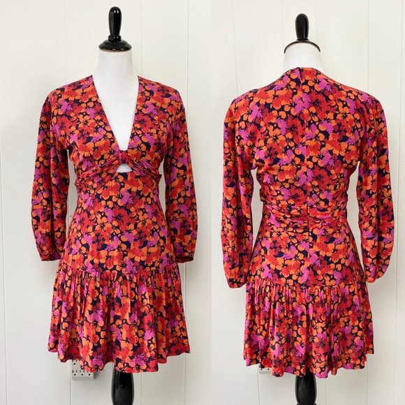 Derek Lam Talia Floral Babydoll Cutout Dress - Picture 2 of 16